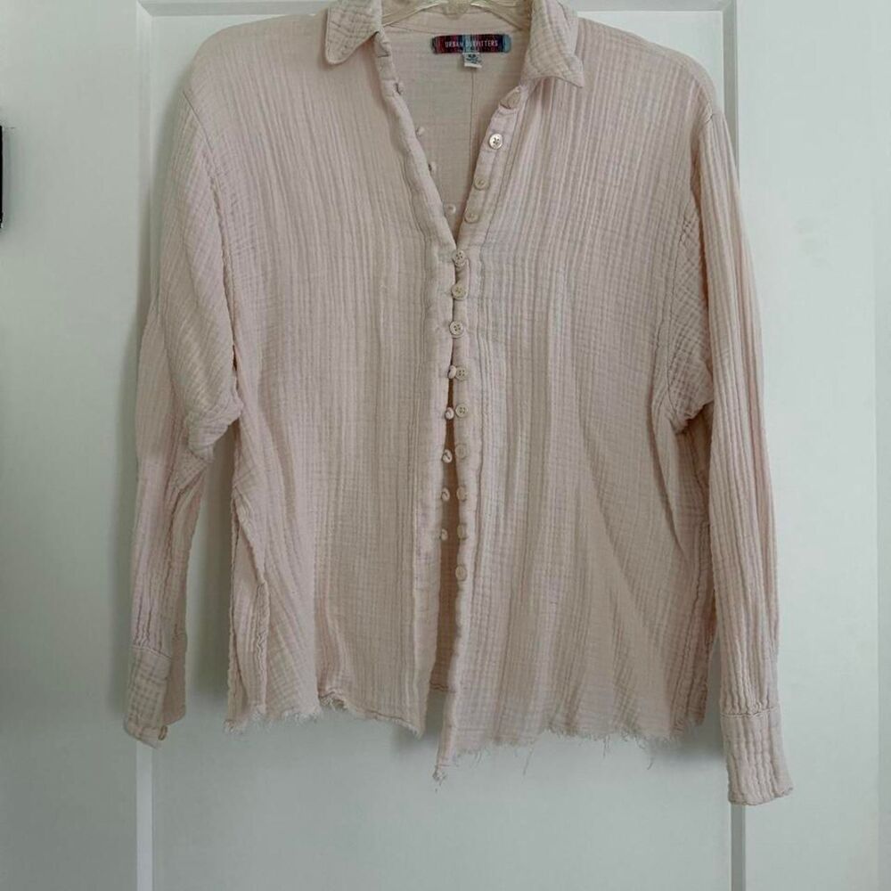 Urban-outfitters Women's Cream and Pink Blouse